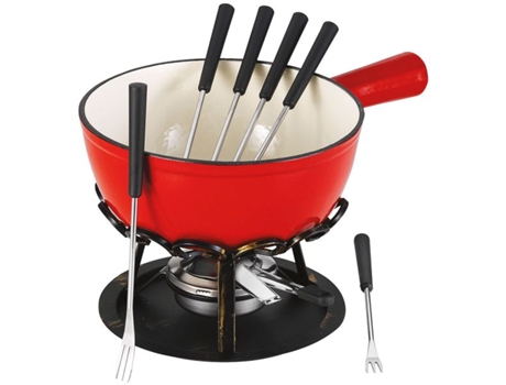 Set de fondue liso rojo 20 cm calentador de hierro forjado DSBRGSAF20 - TABLEANDCOOK