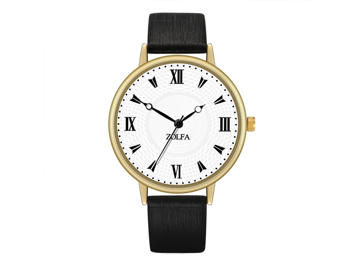 Reloj De Pareja De Cuero Pu Con Movimiento De Cuarzo Y Dial Analógico Negro