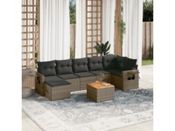 Conjunto de sofás de jardín de 8 piezas DKD Home Decor con cojines de mimbre gris