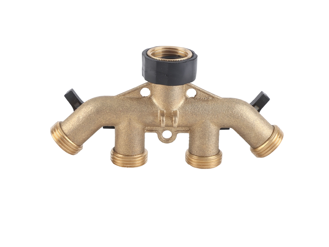 Divisor de manguera de agua de 4 vías (conector adaptador con rosca americana)