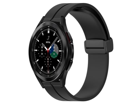 Correa de reloj inteligente para Samsung Galaxy Watch4 Classic 46 mm 20 mm Correa de reloj de silicona con cierre magnético de color sólido (negro)