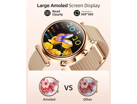 Smart Watch para Mujeres (Responder/Hacer Llamadas), Pantalla AMOLED de 1,27, Tracker de Fitness, Monitor de Ritmo Cardíaco/Sueño, Impermeable IP68...