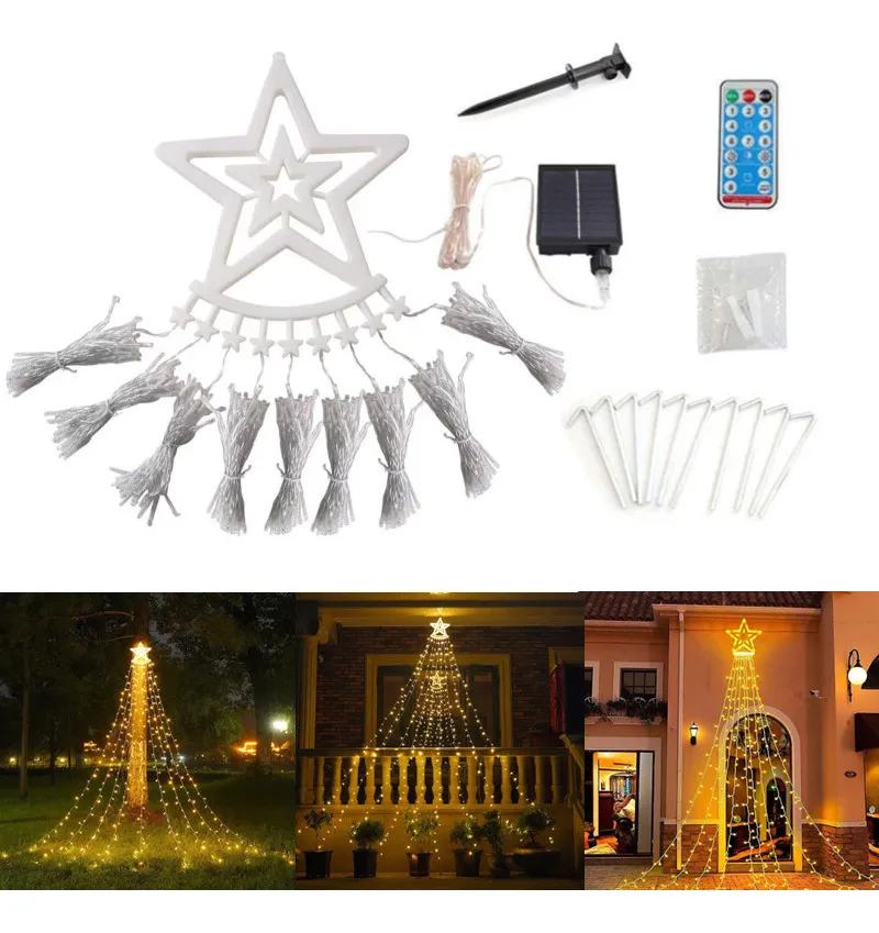 Nuevas luces LED solares con forma de estrella, vayotoy