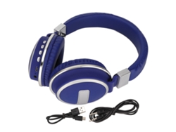 Fone De Ouvido Bluetooth Lx-510bt Plegável Com Almofadas De Couro Confortáveis Para Pc E Celular Azul