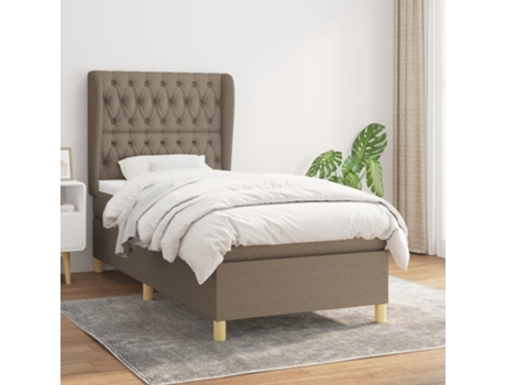 vidaXL Cama con somier y colchón 90x190 cm tela gris marrón