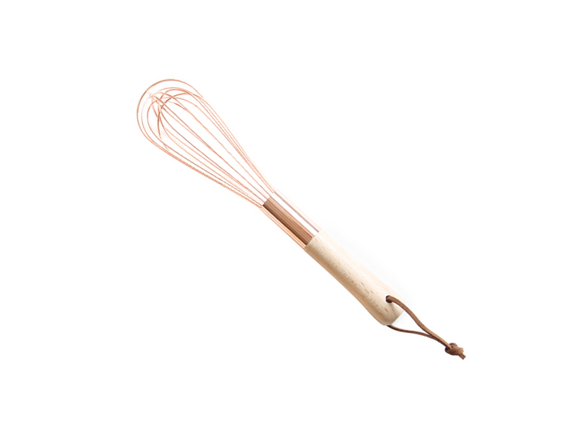 Batidor de huevos de acero inoxidable con mango de madera para mezclar en la cocina y batir con cuerda Kofihety