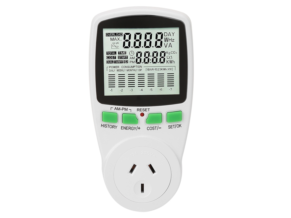 Medidor De Consumo Eléctrico Energy Monitor Plug 0-16a Kwh 0,000-9999 Kwh