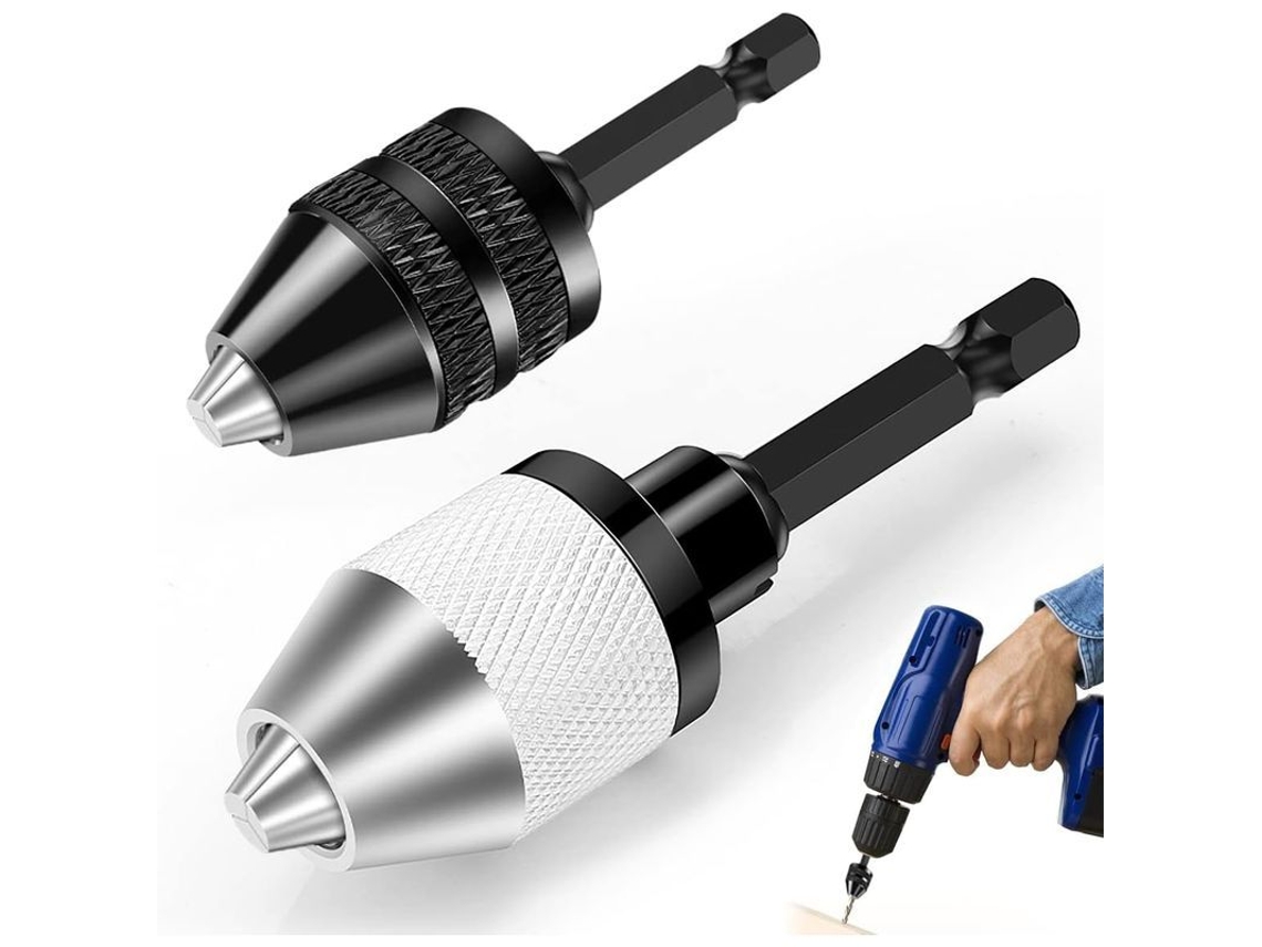 Mandril Sin Llave De 6.35mm (1/4") Hexagonal, Capacidad 0.3-6.5mm Para Destornillador Eléctrico, 2 Piezas