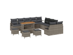 Maison Exclusive - Conjunto de sofás de jardín con cojines, 14 piezas, gris