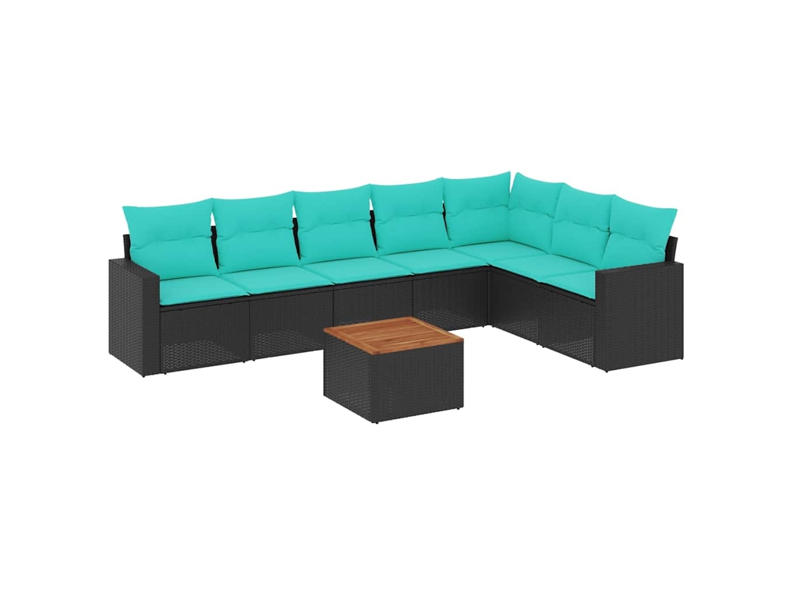 Maison Exclusive - Set De Sofás De Jardín 8 Pzas Con Cojines Ratán Sintético Negro