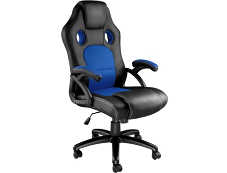 Silla De Oficina Tyson TECTAKE (Negro/Azul - Piel Sintética - 65 X 66 X 121,5 cm)