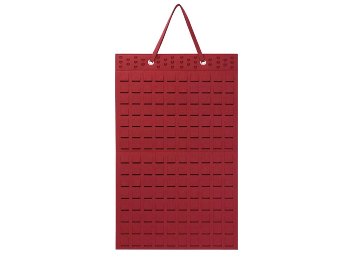JEIIBRZUI Saco de Armazenamento Brincos Montada Parede ZEAICOS Feltro Vermelho (37x30x2cm)