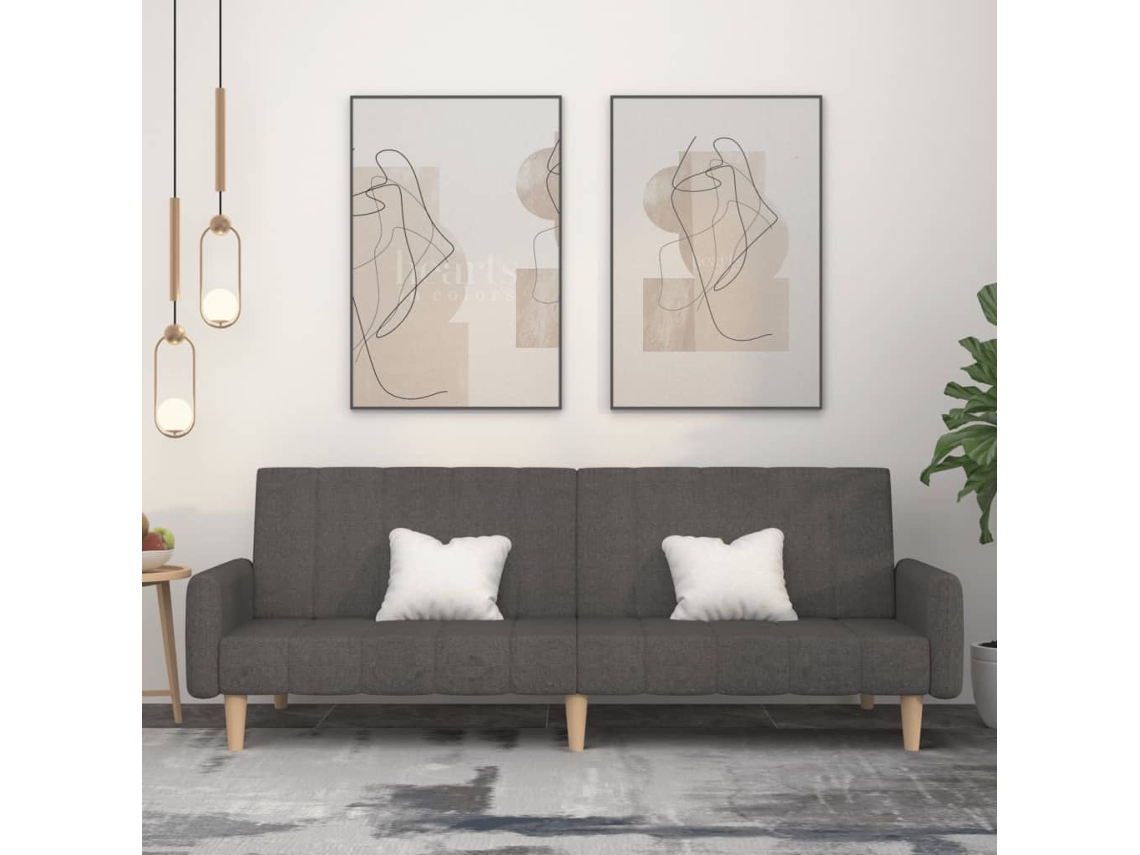 Sofá cama - Sofá de salón - Sofá de relax de 2 plazas, tejido gris oscuro HARLANV1