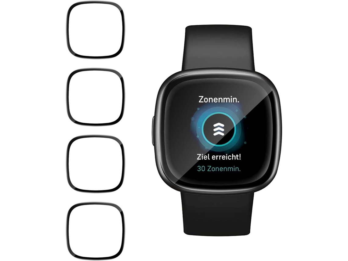 Conjunto de Protectores de Pantalla Filme Hd Antiriscos Fácil para Fitbit Versa 4 HONGWE. Piel Sintética Transparente (4un)