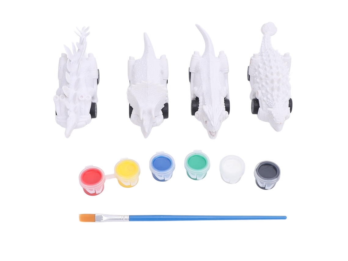 Mali 4pcs Brinquedo Dinossauro Caminhão Motocicleta de Retorno Educativo Pintado para Crianças