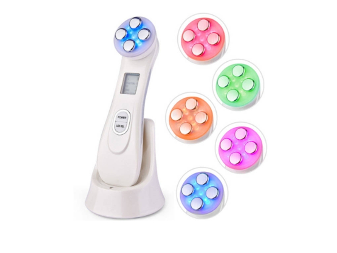 Instrumento de belleza ultrasónico 5 en 1, masajeador antiarrugas con luz LED, antienvejecimiento, color blanco Yemaesre