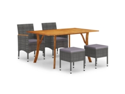 Conjunto 5 Juego de comedor de jardín de VIDAXL gris