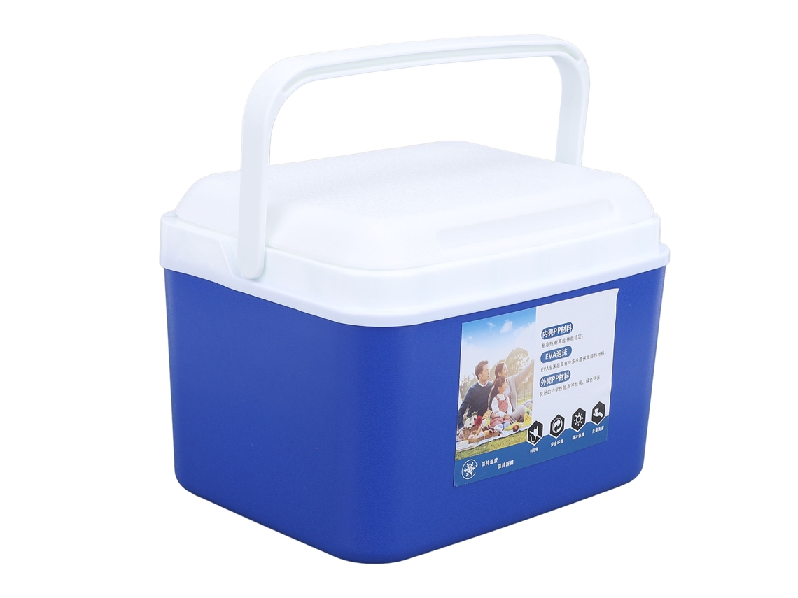 Nevera Box portátil de 5 litros de gran capacidad, isotérmica, mantiene los alimentos frescos y las bebidas frías para viajes. Color azul.