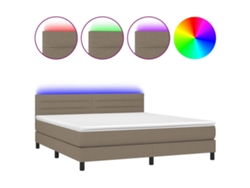 Maison Exclusive - Cama Box Spring Colchón Y Luces Led Tela Gris Taupe 180x200 Cm