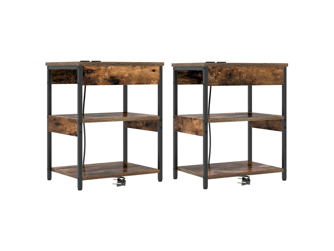 Juego de 2 mesitas de noche de roble ahumado 41x31x51 cm MAISON EXCLUSIVE