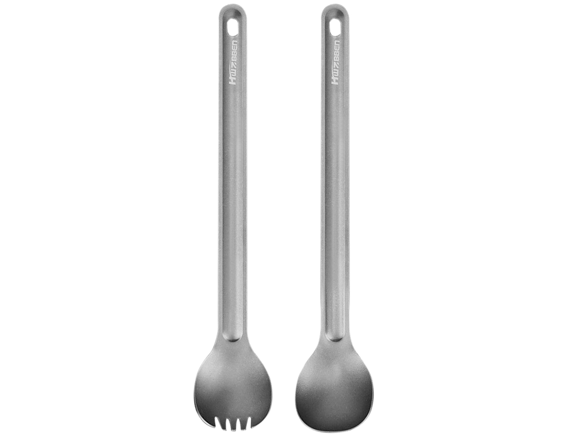 Juego de cuchara y utensilios de camping de titanio (2 piezas)