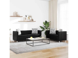 Maison Exclusive - Conjunto De Sofás De 2 Y 3 Plazas De Cuero Artificial Negro