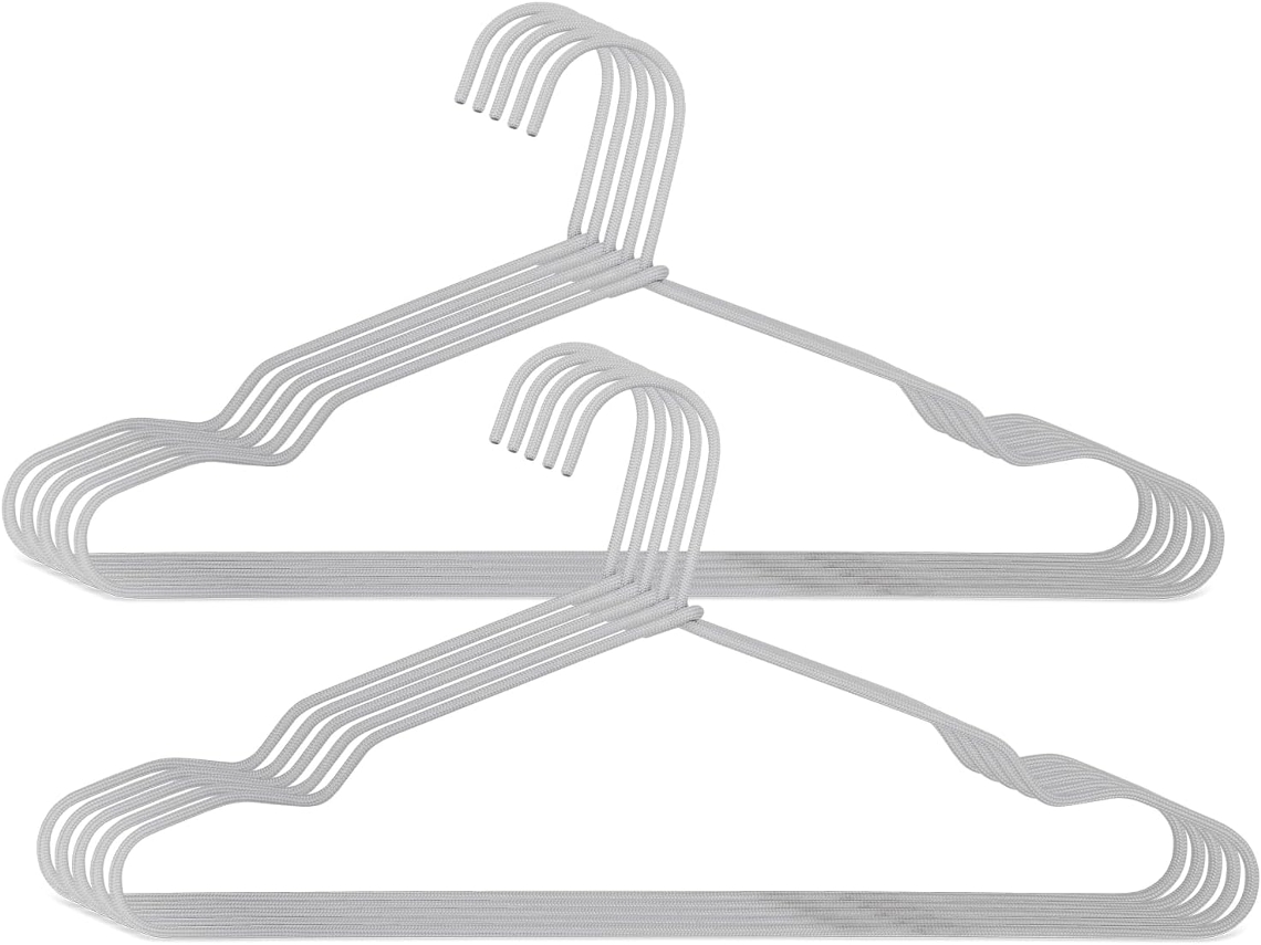 COM-FORT HOUSE | Perchas de Metal Gris | Antideslizantes y Resistentes | Ideal para Chaquetas, Pantalones, Blusas | Pack de 10