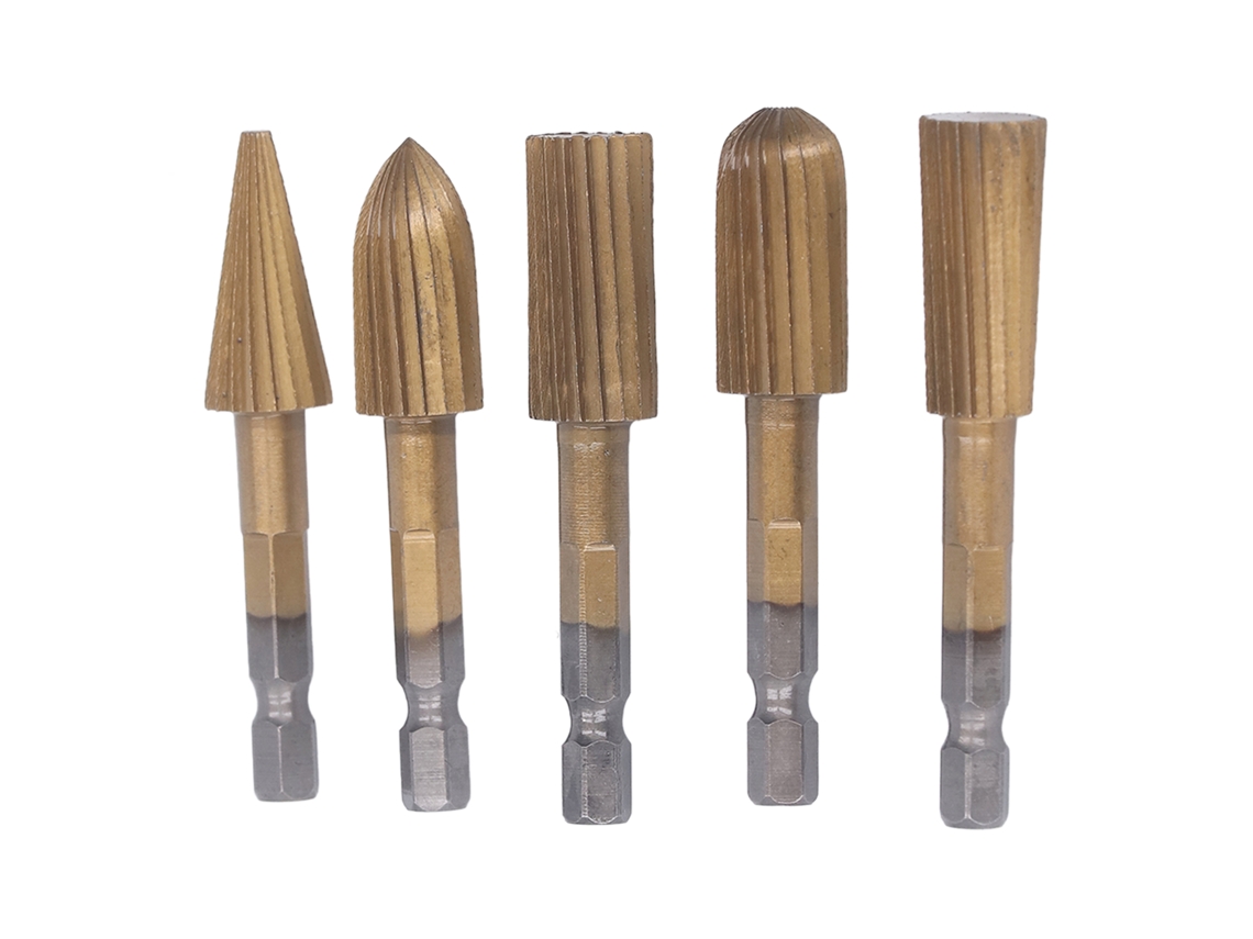 5pcs Ferramentas De Broca Rotatória Com Cabo De 1/4 Polegada, Corte Duplo Para Polimento E Gravura Em Carpintaria