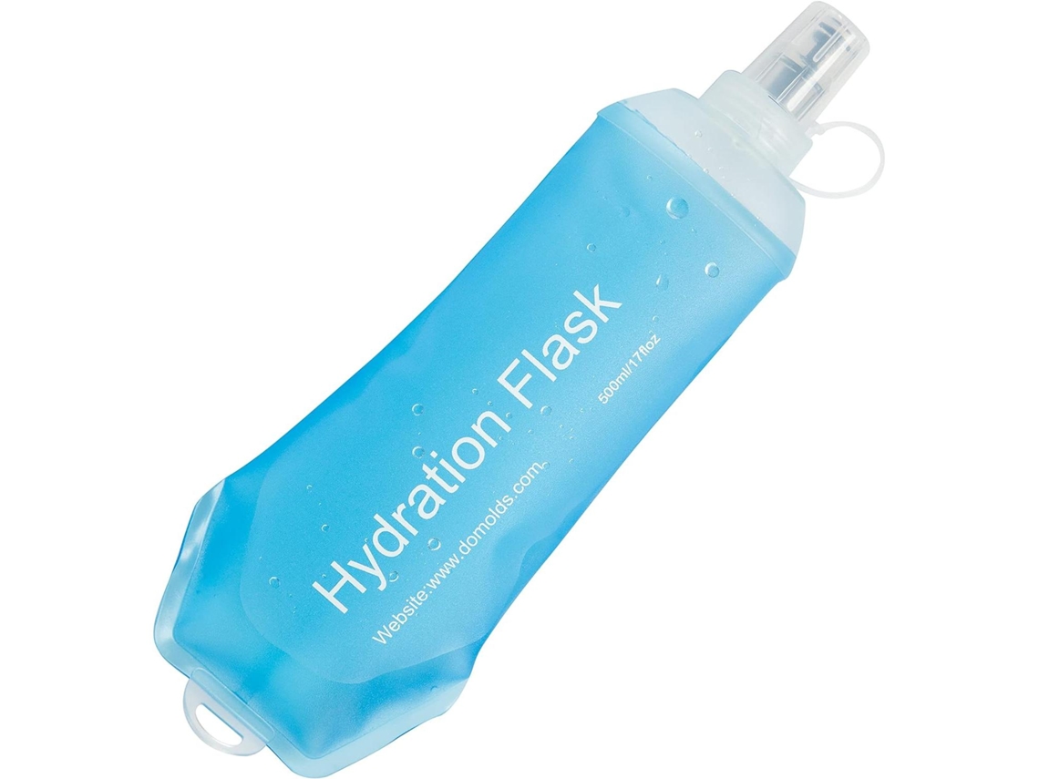Botella de agua de TPU flexible y plegable, ideal para correr. Mdug (azul, 500 ml, 1 unidad)