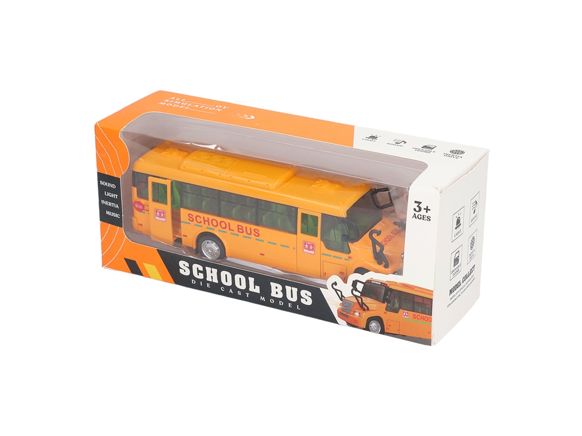 Modelo De Ônibus Escolar Amarelo Liga Metálica Portas Abertas Luzes Sons 1:32