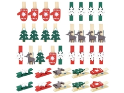 100 Pinzas De Ropa Navideñas De Madera Con Diseños De Árbol, Tormenta De Nieve, Elfo Y Guante Para Decoración De Fiestas.