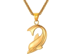 Collar con colgante de tiburón/pez/delfín 2026 para hombres y niños, en acero inoxidable MSA 09, chapado en oro.