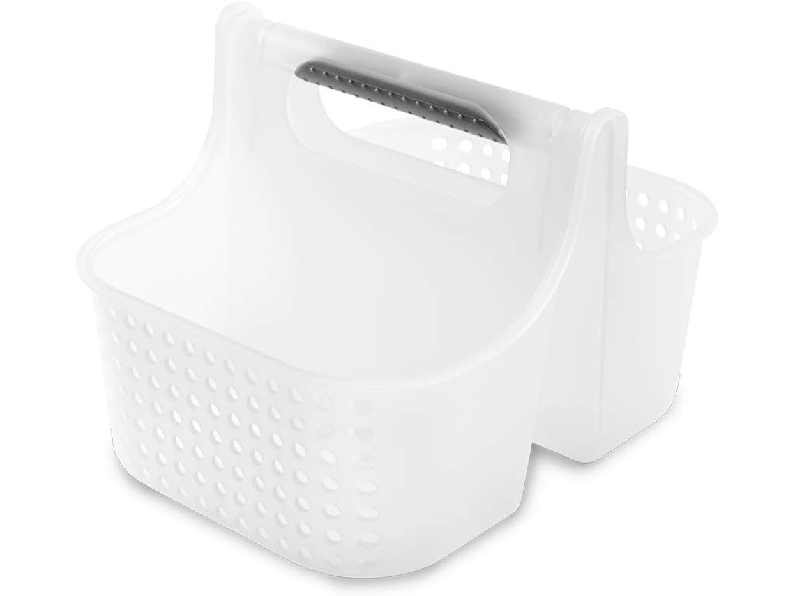 Cestas de almacenamiento portátiles con asas, marco de plástico resistente, organizador multiusos para baño y cocina (gris)