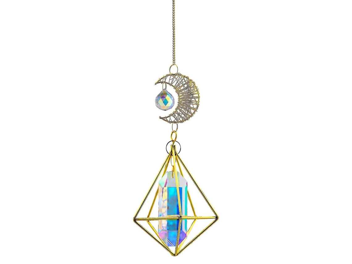 Atrapasol con forma de luna, atrapasol de cristal, creador de arcoíris, lámpara de araña colgante, prismas colgantes para jardín