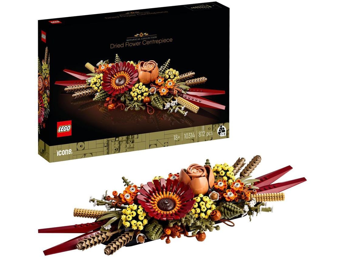 LEGO Icons: Peça de Centro de Flores Secas Kit de construção para os amantes de flores –crie um artigo de decoração para casa (812 peças)