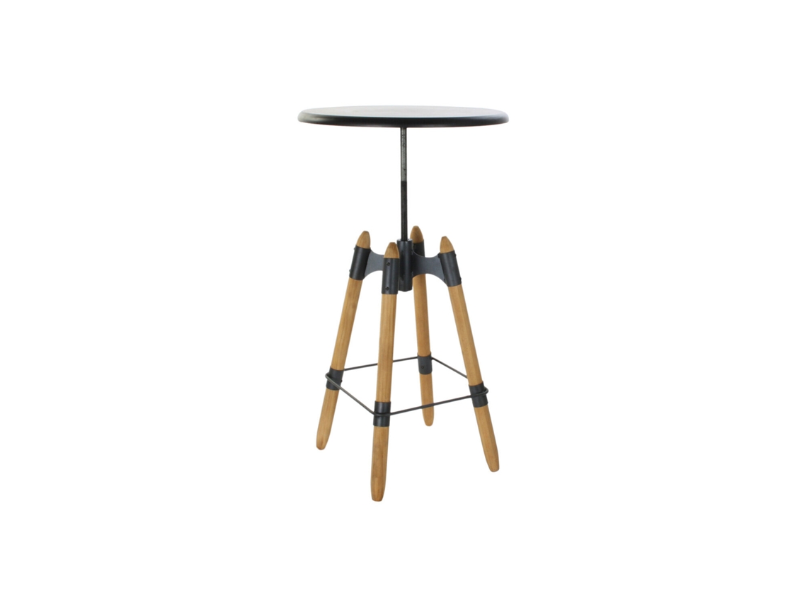 Mesita Auxiliar Metal Madera Regulable 60x60x105cm