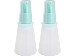 Conjunto Garrafa 60ml + Pincel Silicone Verde, Para Molhos/grillar