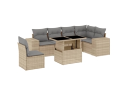 Conjunto de 7 sofás de jardín con cojines de mimbre beige MAISON EXCLUSIVE (7 piezas)