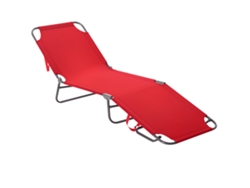 Tumbona Plegable Con Respaldo Ajustable, Multiposición, Metal Y Poliéster, Roja.