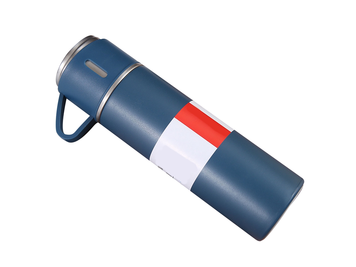 Juego De Botellas Térmicas De Acero Inoxidable De 500 Ml Con 3 Tapas Para Viajes Al Aire Libre - Azul