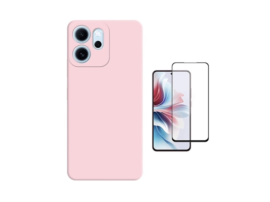 Kit Vidro Temperado Capa Silicone Líquido Phonecare Para Oppo Reno14 F - Rosa