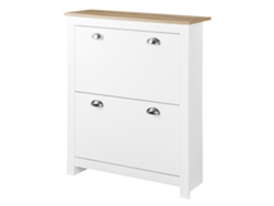VPMKP - Zapatero Homcom 12 pares 2 cajones abatibles estantes ajustables 79x23x90,5 cm blanco roble PMM CAPITALI