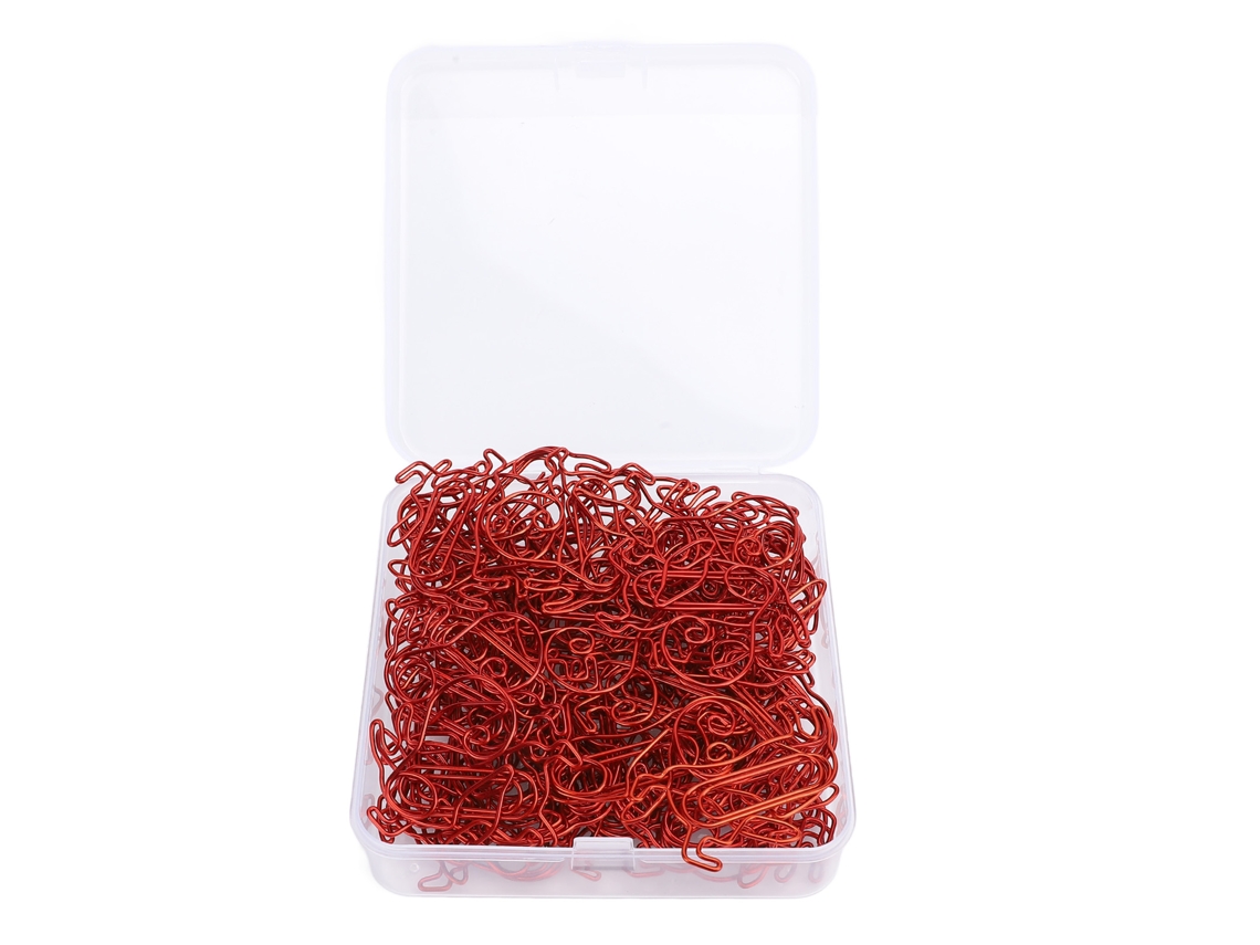 50 Clipes de Papel em Forma de Caracol Vermelho Aço Inox com Caixa de Armazenamento