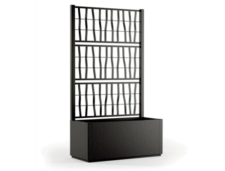 Jardinera Ethica rectangular 80 cm con enrejado grafito STEFANPLAST