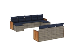 Maison Exclusive - Conjunto De Sofá De Jardín De 10 Piezas Con Cojines, Poliratán Gris