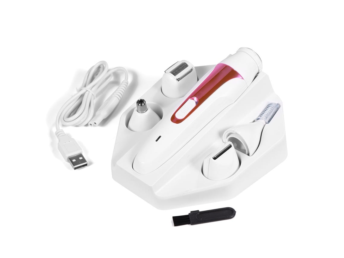2026-5 Em 1 Epilador Eléctrico Para Mulher Conjunto De Shave E Cutter Lâmina Nariz Barba Sobrancelhas Ferramenta De Beleza Rosa