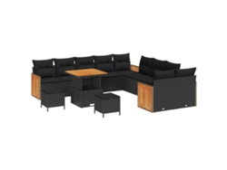Maison Exclusive - Conjunto De Sofás De Jardín Con Cojín 13 Pcs Negro