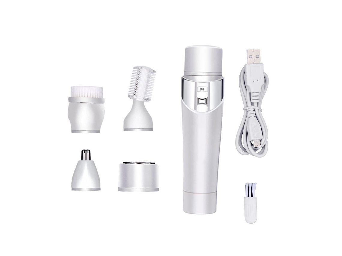 Depilador Eléctrico 5 En 1 Para Mujer Mini Recargable Usb: Afeitadora, Cortapelos, Depilador De Cejas, Nariz Y Oídos