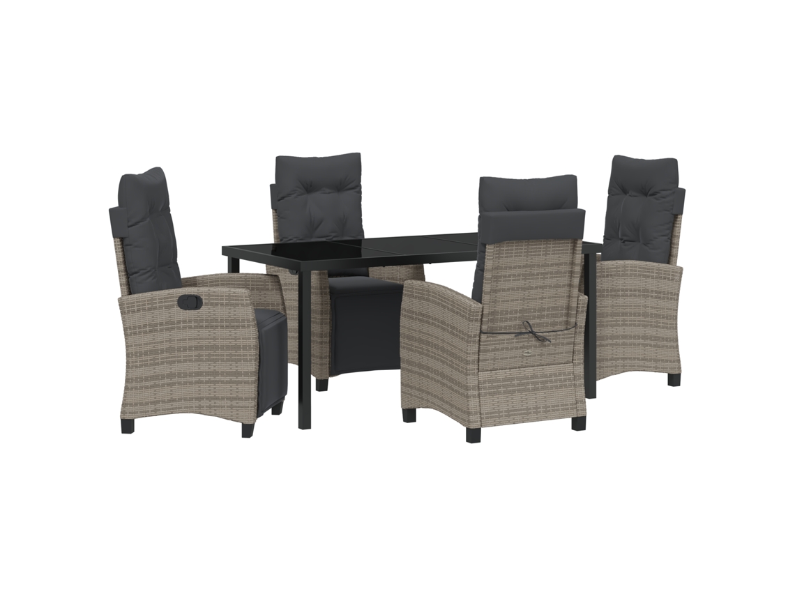 Conjunto de comedor de jardín vidaXL de 5 piezas de ratán polímero gris