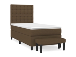 Maison Exclusive - Cama Box Spring Con Colchón Tela Marrón Oscuro 90x200 Cm